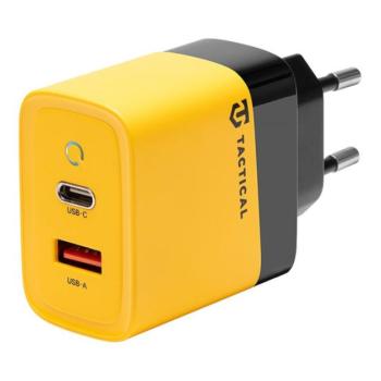 Tactical hálózati gyorstöltő adapter USB-A+ USB-C, GaN, 45W, sárga kép