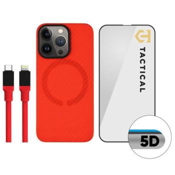Tactical MagForce Aramid Limited Edition Apple iPhone 14 Pro tok / üvegfólia / töltőkábel szett, piros kép
