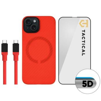 Tactical MagForce Aramid Limited Edition Apple iPhone 15 tok / üvegfólia / töltőkábel szett, piros kép