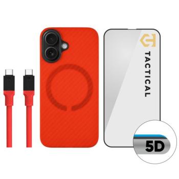 Tactical MagForce Aramid Limited Edition Apple iPhone 16 tok / üvegfólia / töltőkábel szett, piros kép
