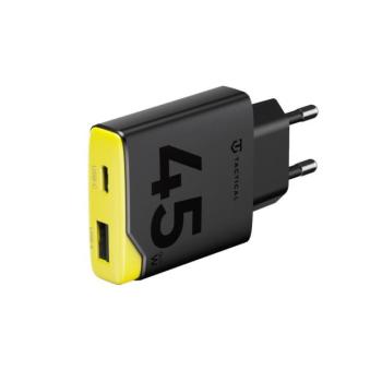 Tactical Minimi USB-C-USB-A gyorstöltő adapter, kompakt, GaN, 45W, sárga-fekete kép