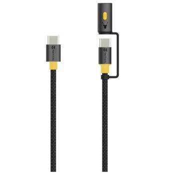 Tactical Stinger USB-C-USB-C töltő- és adatkábel LED lámpával, 1,5m, fekete-sárga kép