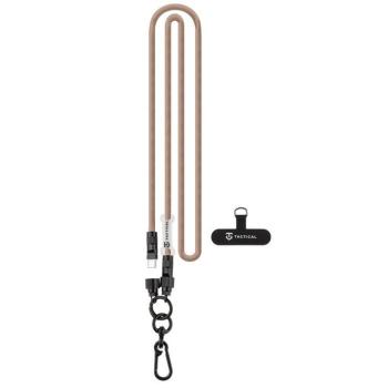 Tactical Wire Snake 2in1 USB-C-USB-C töltő-és adatkábel / univerzális vállpánt, 1,2m, barna kép