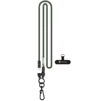 Tactical Wire Snake 2in1 USB-C-USB-C töltő-és adatkábel / univerzális vállpánt, 1,2m, zöld kép