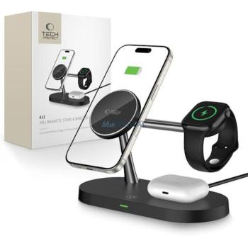 Tech-Protect A12 3in1 MagSafe Asztali Töltő - Fehér kép