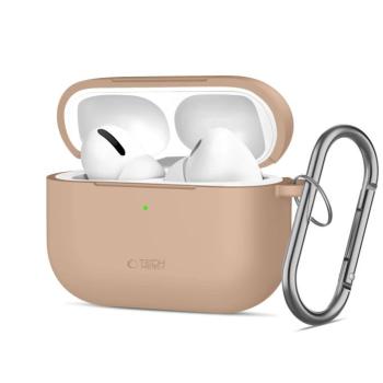 Tech-Protect AirPods Pro 3 szilikon tok, karabinerrel, barna (Caffe Latte) kép