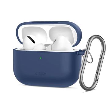 Tech-Protect AirPods Pro 3 szilikon tok, karabinerrel, kék kép