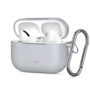 Tech-Protect AirPods Pro 3 szilikon tok, karabinerrel, szürke kép