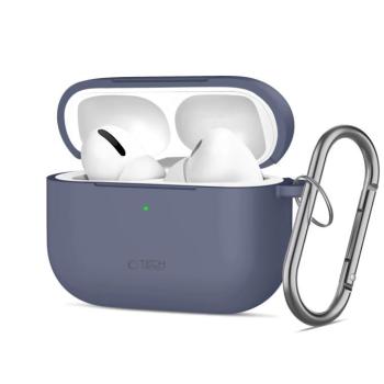 Tech-Protect AirPods Pro 3 szilikon tok, karabinerrel, világoskék kép