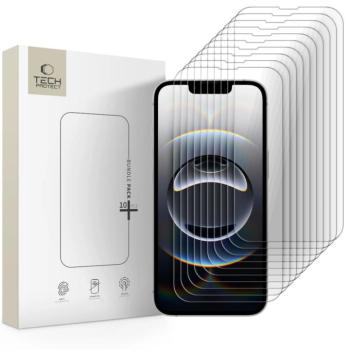 Tech-Protect Apple iPhone 17e / 16e / 14 / 13 Pro / 13 tempered glass kijelzővédő üvegfólia csomag, átlátszó (10db) kép