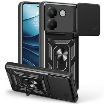 Tech-Protect Camshield Pro Poco M7 Pro strapabíró tok kameravédelemmel, kitámasztóval, fekete kép