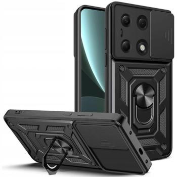 Tech-Protect Camshield Pro Xiaomi Redmi Note 13 Pro / 14S / Poco M6 Pro 4G strapabíró tok kameravédelemmel, kitámasztóval, fekete kép