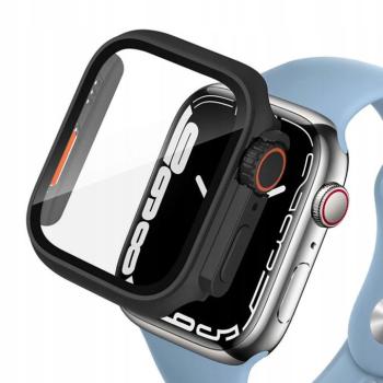 Tech-Protect Defense360 Apple Watch 7 / 8 / 9 (45mm) ütésálló tok kijelzővédelemmel, fekete-narancs kép