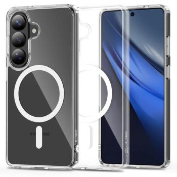 Tech-Protect Flexair Hybrid Samsung Galaxy S26 hátlap tok, megerősített sarok, MagSafe, átlátszó-fehér kép