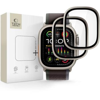 Tech-Protect Glass Ring Apple Watch Ultra 3 / 2 / 1 49mm tempered glass kijelzővédő fólia csomag, titanium (2db) kép