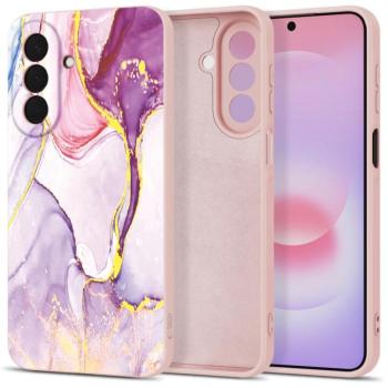 Tech-Protect Icon Samsung Galaxy A27 szilikon tok mikroszálas béléssel, márvány minta, rózsaszín kép