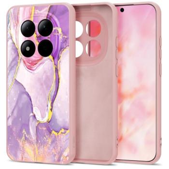 Tech-Protect Icon Xiaomi Redmi Note 15 Pro 5G szilikon tok mikroszálas béléssel, márvány minta, rózsaszín kép