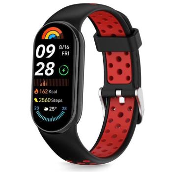 Tech-Protect IconBand Air Xiaomi Mi Smart Band 10 / Band 9 / Band 8 bőrszíj, fekete-piros kép