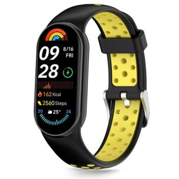 Tech-Protect IconBand Air Xiaomi Mi Smart Band 10 / Band 9 / Band 8 bőrszíj, fekete-sárga kép