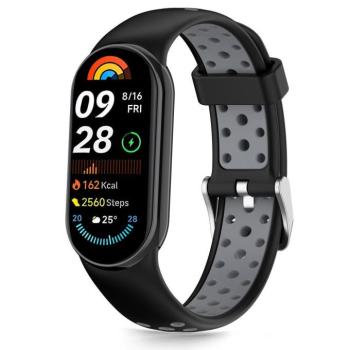 Tech-Protect IconBand Air Xiaomi Mi Smart Band 10 / Band 9 / Band 8 bőrszíj, fekete-szürke kép