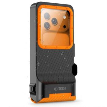 Tech-Protect IPX8 Pro univerzális vízálló telefon tok, fekete-narancs kép