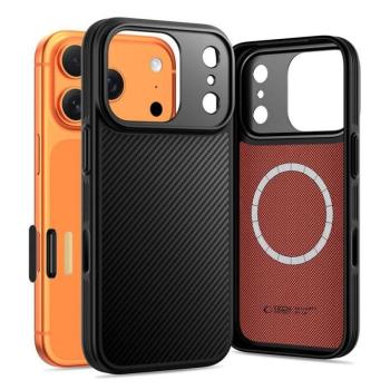 Tech-Protect Kevlar Aramid CC Apple iPhone 17 MagSafe tok, Carbon minta, fekete kép