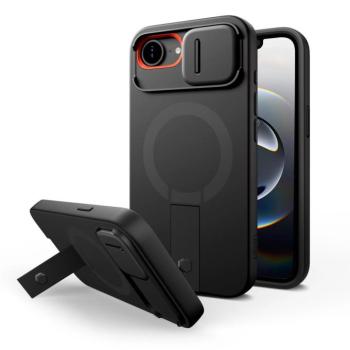 Tech-Protect Kevlar Aura Apple iPhone 17e / iPhone 16e MagSafe tok kameravédelemmel, kitámasztóval, fekete-narancs kép