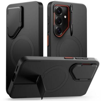 Tech-Protect Kevlar Aura Samsung Galaxy S26 Ultra tok kameravédelemmel, kitámasztóval, fekete-narancs kép