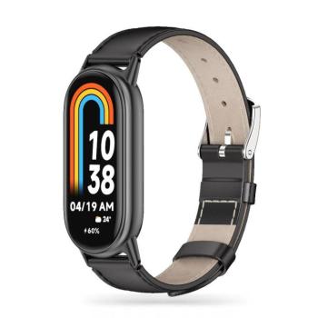 Tech-Protect LeatherFit Xiaomi Mi Smart Band 10 / Band 9 / Band 8 bőrszíj, fekete kép