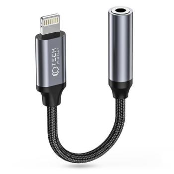 Tech-Protect lightning - 3.5 mm jack adapter - Tech-Protect UltraBoost Lightningto 3,5 mm Jack adapter - fekete/szürke kép