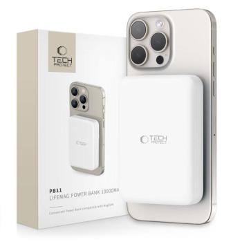 Tech-Protect PB11 LifeMag Powerbank / külső akkumulátor, MagSafe, kompakt, 10000mAh, fehér kép
