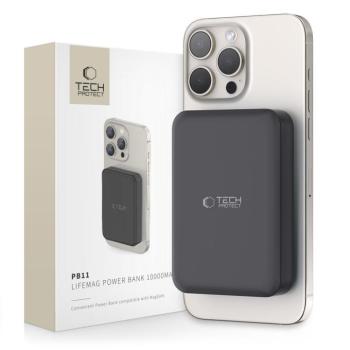 Tech-Protect PB11 LifeMag Powerbank / külső akkumulátor, MagSafe, kompakt, 10000mAh, fekete kép