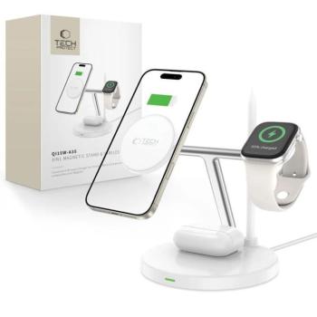 Tech-Protect QI15W-A35 3in1 MagSafe Asztali Töltő - Fehér kép
