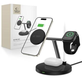 Tech-Protect QI15W-A35 3in1 MagSafe Asztali Töltő - Fekete kép
