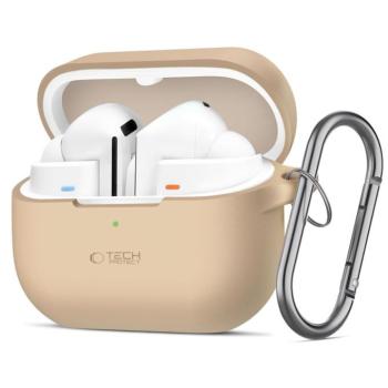 Tech-Protect Samsung Galaxy Buds 3 / 3 FE / 3 Pro szilikon tok, karabinerrel, barna (Caffe Latte) kép