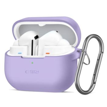 Tech-Protect Samsung Galaxy Buds 3 / 3 FE / 3 Pro szilikon tok, karabinerrel, lila kép