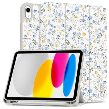 Tech-Protect Sc Pen Apple iPad 11 2025 / iPad 10.9 2022 oldalra nyíló, kitámasztható mappa tok ceruza tartóval, virág minta kép