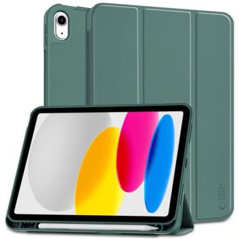 Tech-Protect Sc Pen Apple iPad 11 2025 / iPad 10.9 2022 oldalra nyíló, kitámasztható mappa tok ceruza tartóval, zöld kép