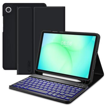 Tech-Protect Sc Pen + Keyboard Samsung Galaxy Tab A11 / Tab A9 oldalra nyíló, kitámasztható mappa tok ceruza tartóval, mágneses rögzítés, billentyűzettel, fekete kép