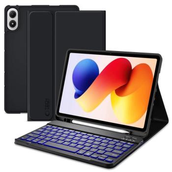 Tech-Protect SC Pen Xiaomi Redmi Pad 2 Pro (12.1) / Xiaomi Poco Pad M1 (12.1) oldalra nyíló, kitámasztható mappa tok ceruza tartóval, mágneses rögzítés, billentyűzettel, fekete kép