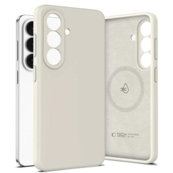 Tech-Protect Silicone Samsung Galaxy S26 Plus szilikon tok, MagSafe, elefántcsont (szürke) kép