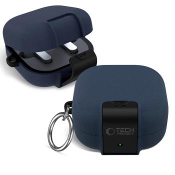 Tech-Protect Slim Hook Samsung Galaxy Buds 4 / Buds 4 Pro szilikon tok, karabinerrel, kék kép