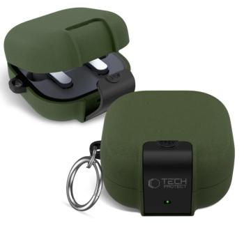 Tech-Protect Slim Hook Samsung Galaxy Buds 4 / Buds 4 Pro szilikon tok, karabinerrel, zöld kép