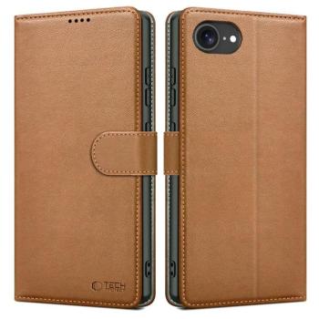Tech-Protect Wallet Apple iPhone 17e / 16e flip / kinyitható tok, barna kép