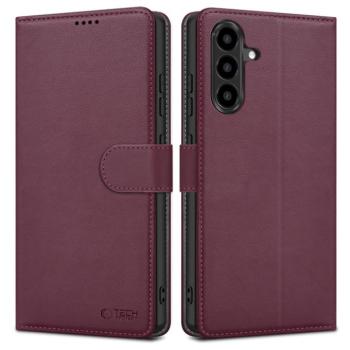 Tech-Protect Wallet Samsung Galaxy A17 flip / kinyitható tok kártyatartóval, bordó kép