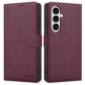 Tech-Protect Wallet Samsung Galaxy S26 flip / kinyitható tok kártyatartóval, bordó kép