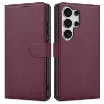 Tech-Protect Wallet Samsung Galaxy S26 Ultra flip / kinyitható tok kártyatartóval, bordó kép