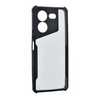 Tecno Pova 5 Pro, Szilikon tok, közepesen ütésálló, légpárnás sarok, akril hátlap, Anti-Drop Case, átlátszó/fekete kép