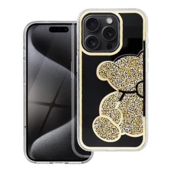 Teddy Bear iPhone 13 Pro csillogó köves tok, arany kép