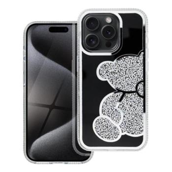 Teddy Bear iPhone 7 / 8 / SE 2020 / SE 2022 csillogó köves tok, ezüst kép